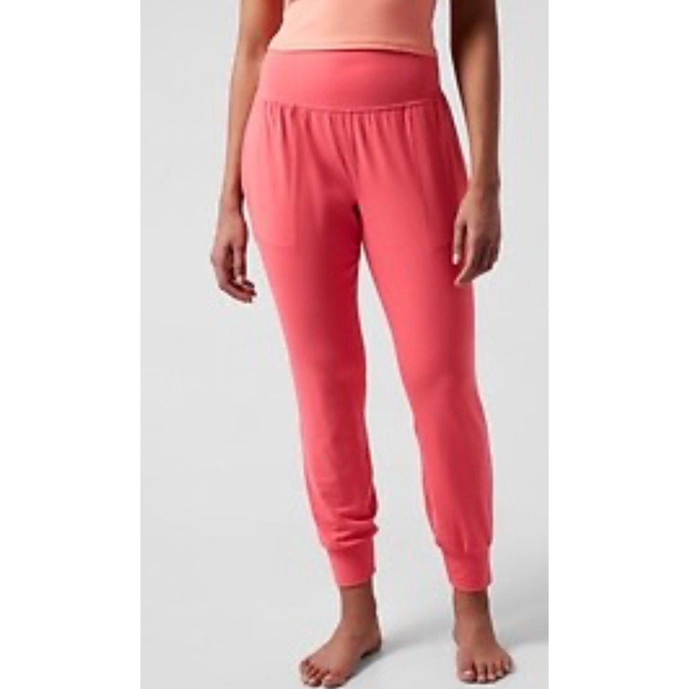 Athleta Salutation‎ Jogger Pants Women's XL Pink Powervita Soft Athleisure